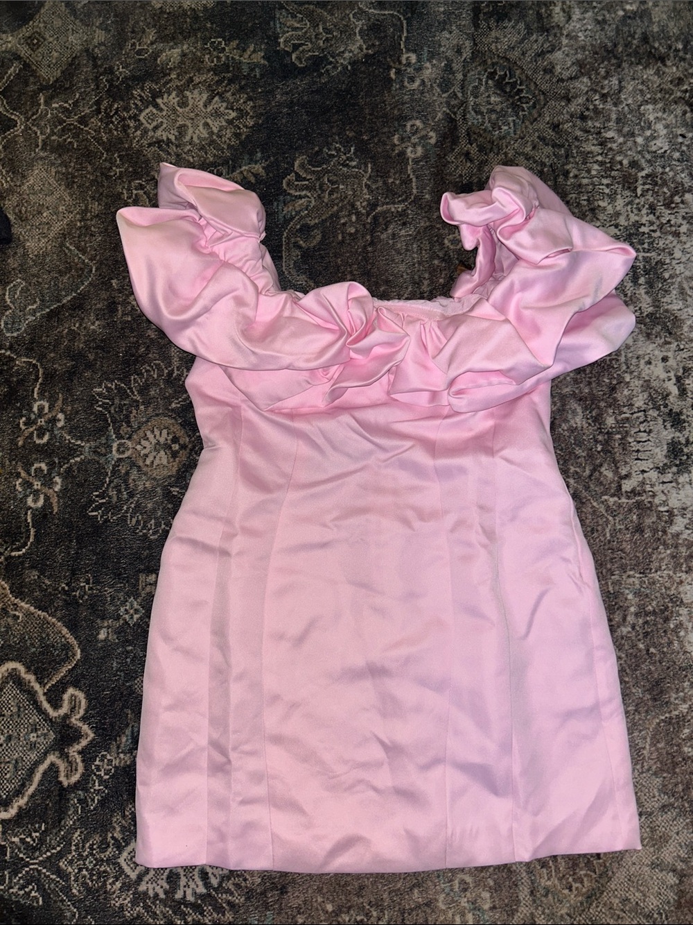Fashion Nova Pink Ruffle Off-Shoulder Mini Dress